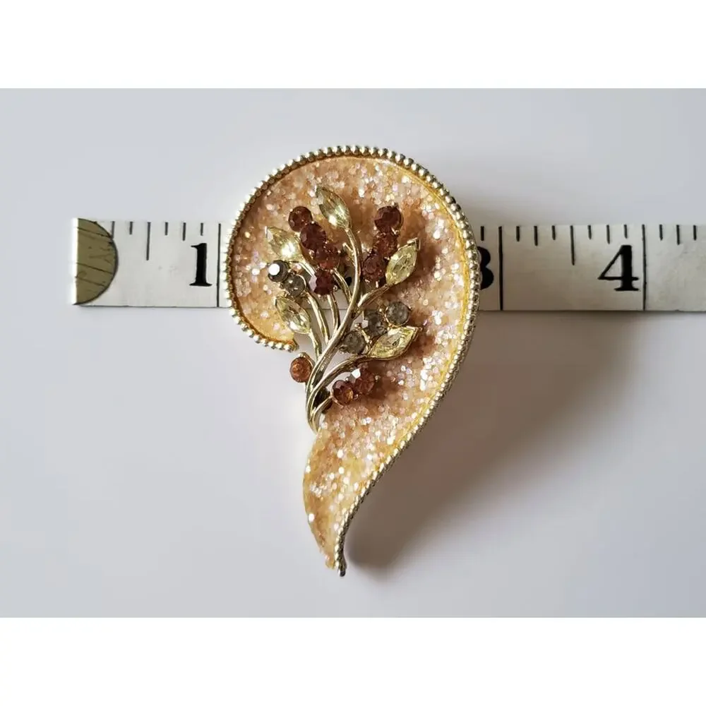 Vintage Glitter Crusted Coro Designer Swirl Brooch